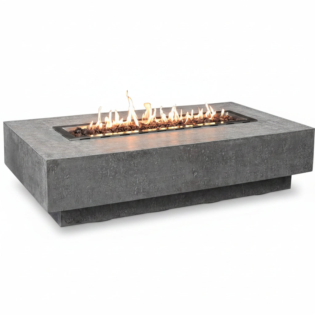 Hampton Propane Fire Pit Table Cast Concrete 56 X 32-In
