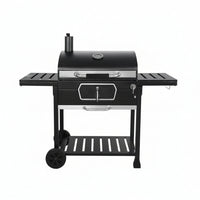 30 In. Charcoal Grill with Cover, BBQ Smoker Picnic Camping Patio Backyard Cooking in Black