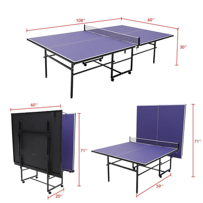 Portable Table Tennis Table 8FT Professional Indoor/Outdoor Tables Game Foldable