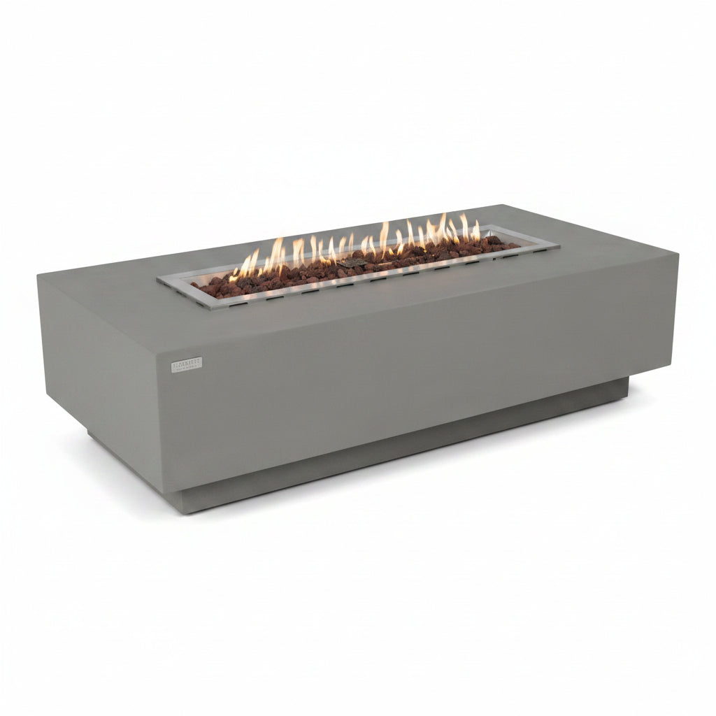 Granville Fire Table Outdoor Fire Pit 60" X 27" Cast Concrete Firepit Includes Lava Rocks 45,000 Btus Outdoor Fireplace for Patio Furniture Set, Deck, Porch, Outdoor Heater - Natural Gas