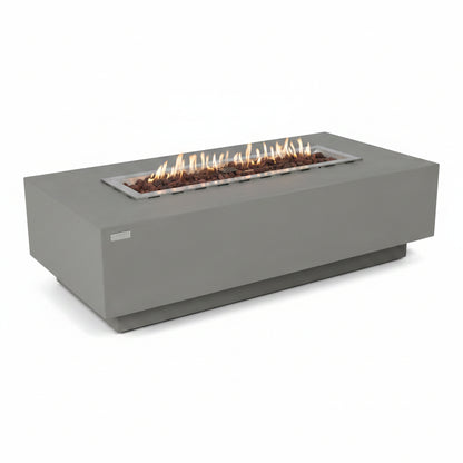 Granville Fire Table Outdoor Fire Pit 60" X 27" Cast Concrete Firepit Includes Lava Rocks 45,000 Btus Outdoor Fireplace for Patio Furniture Set, Deck, Porch, Outdoor Heater - Natural Gas
