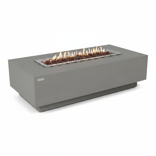Granville Fire Table Outdoor Fire Pit 60" X 27" Cast Concrete Firepit Includes Lava Rocks 45,000 Btus Outdoor Fireplace for Patio Furniture Set, Deck, Porch, Outdoor Heater - Natural Gas