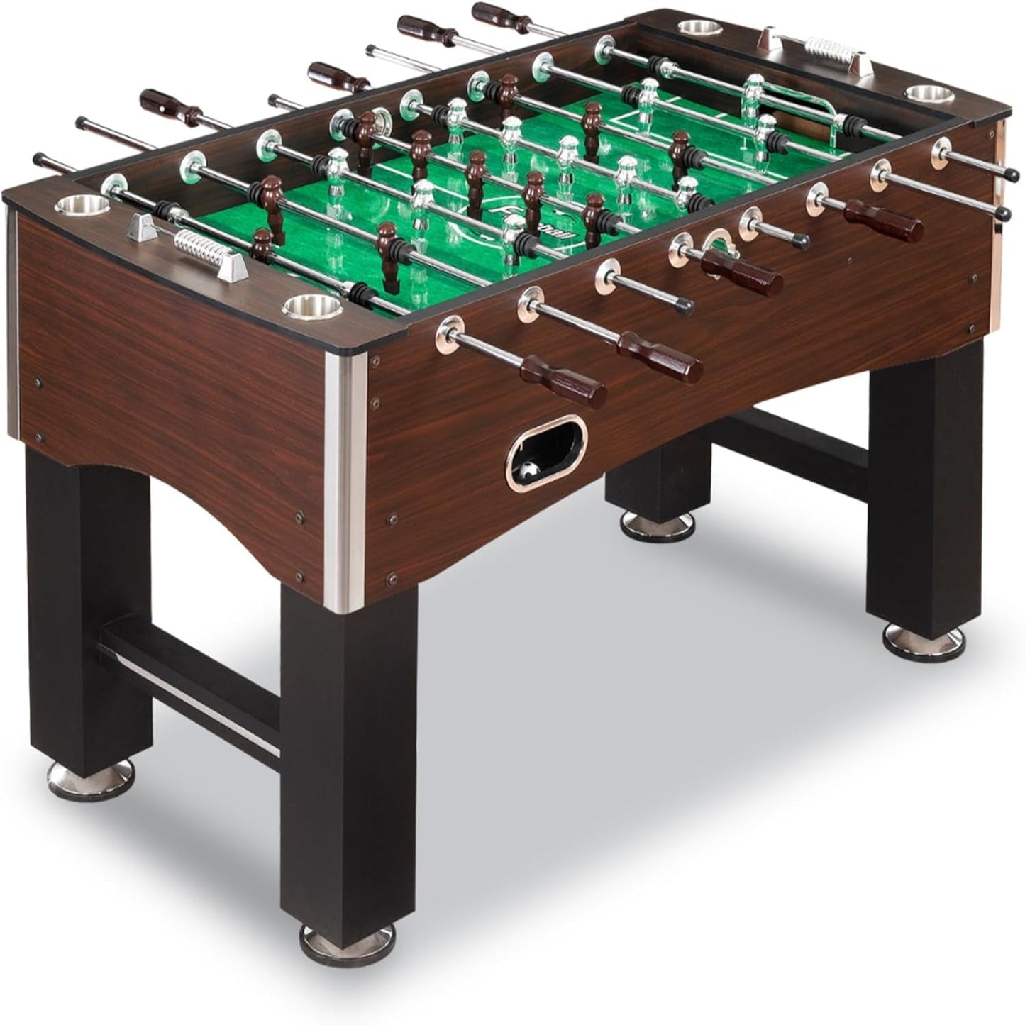 Hathaway Primo 56-In Foosball Table for Family Game Room - with Counterbalanced Players, E-Z Spin Bearings, Analog Scoring Units, Easy-Grip Handles & Adjustable Leg Levelers - Wood Grain Finish