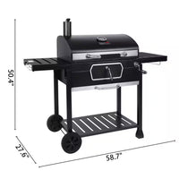 30 In. Charcoal Grill with Cover, BBQ Smoker Picnic Camping Patio Backyard Cooking in Black