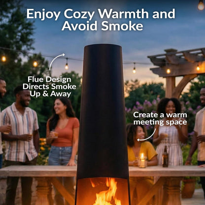 Sunnydaze 59" Large Metal Outdoor Chiminea Fire Pit with Built-In Log Rack