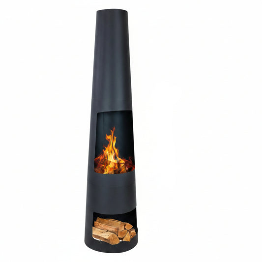 Sunnydaze 59" Large Metal Outdoor Chiminea Fire Pit with Built-In Log Rack
