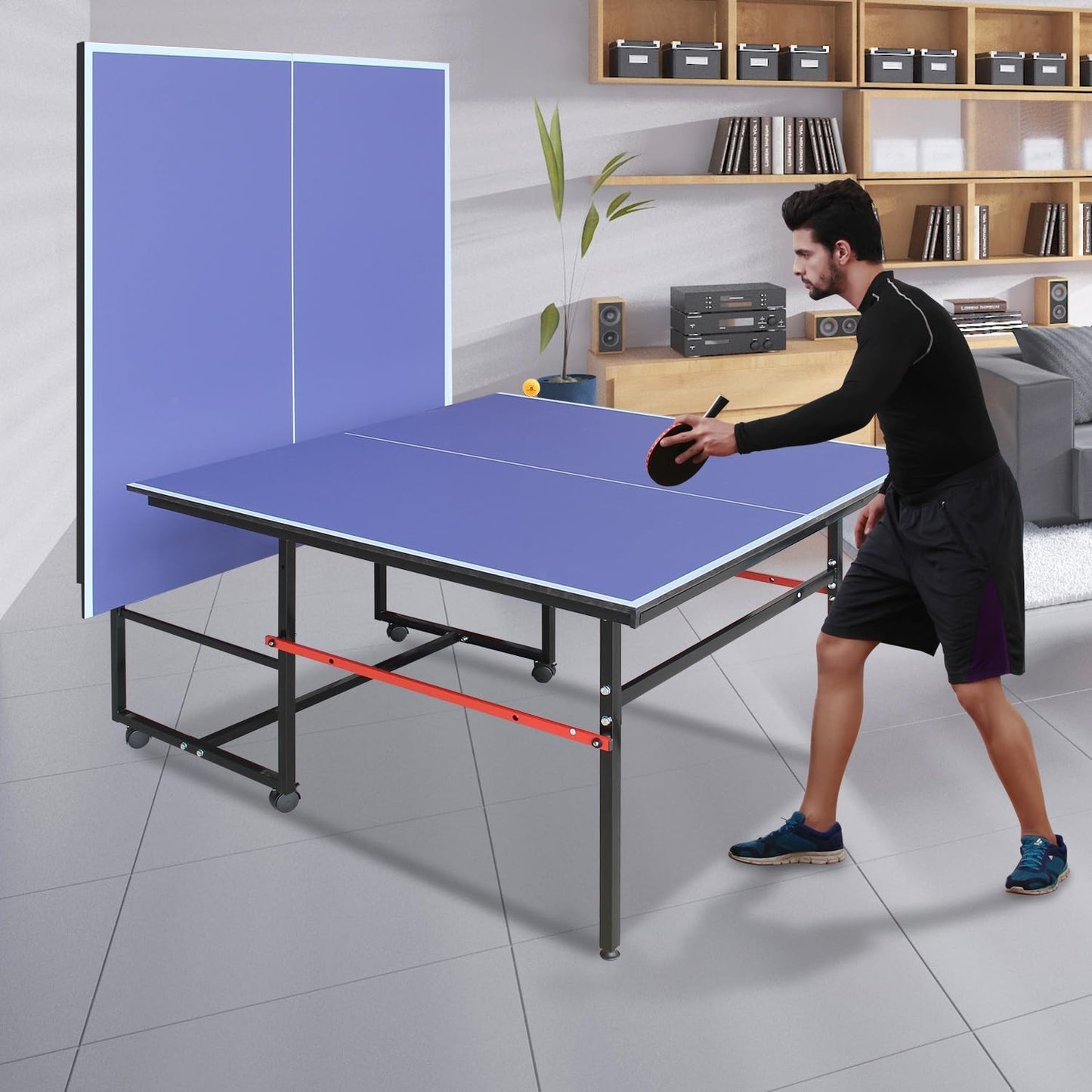 Portable Table Tennis Table 8FT Professional Indoor/Outdoor Tables Game Foldable
