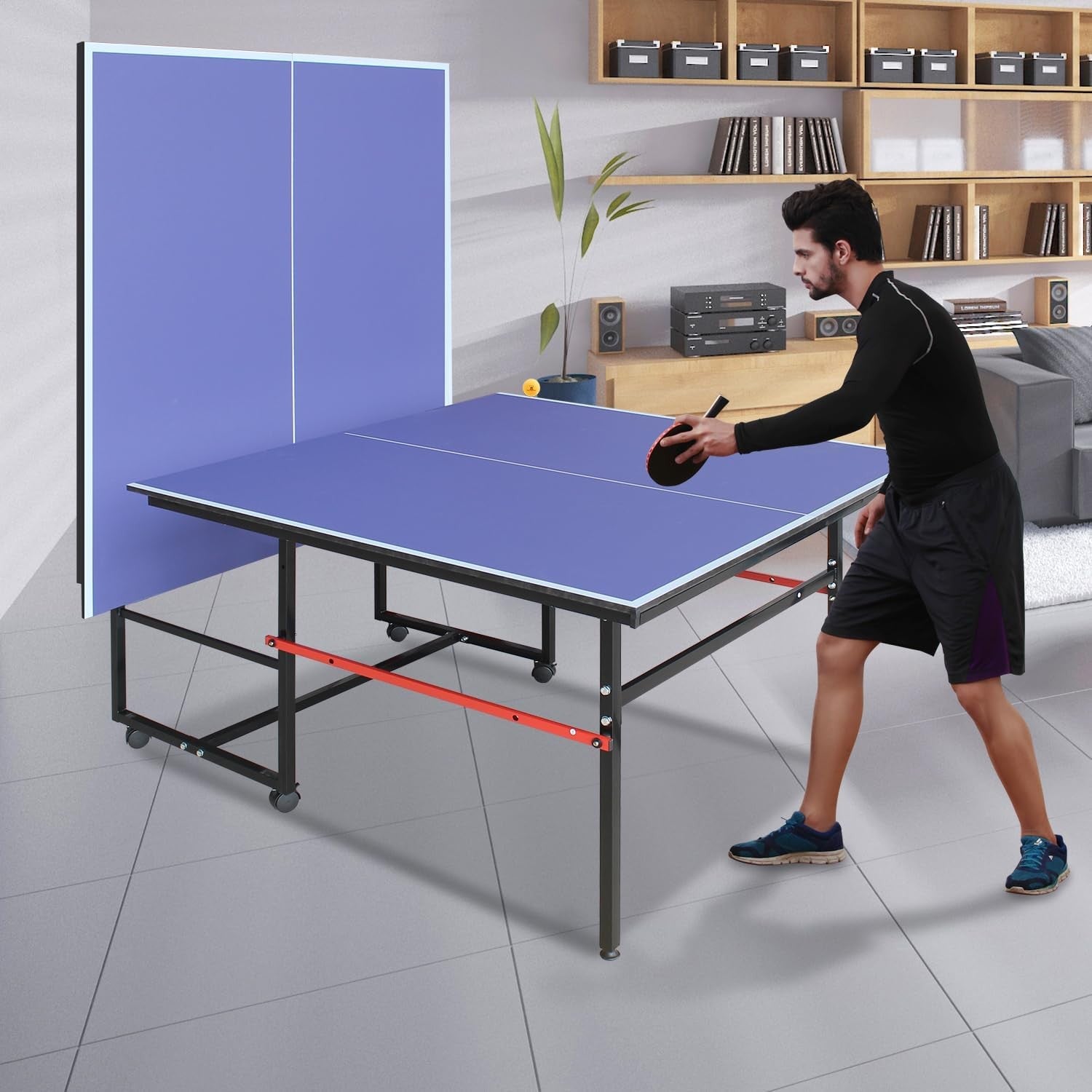Portable Table Tennis Table 8FT Professional Indoor/Outdoor Tables Game Foldable