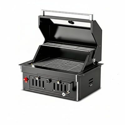 27-Inch Heavy Duty Charcoal Grill, 304 Stainless Steel Portable Outdoor BBQ with Adjustable Tray, Large Front Door & Side Vents for Backyard, Patio, Camping Family BBQ Gatherings