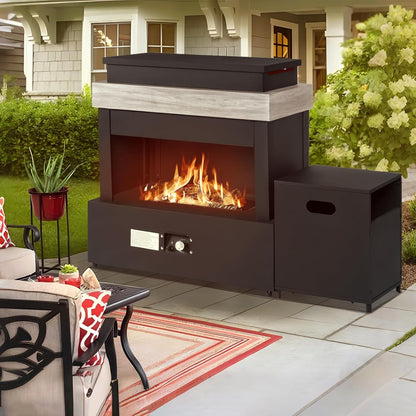 40.5" Outdoor Propane Fireplace with Tank Storage and Dust Cover-