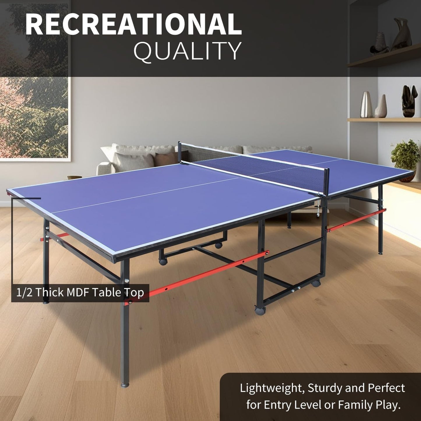 Portable Table Tennis Table 8FT Professional Indoor/Outdoor Tables Game Foldable