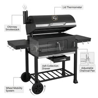 30 In. Charcoal Grill with Cover, BBQ Smoker Picnic Camping Patio Backyard Cooking in Black — How It Works