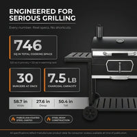 30 In. Charcoal Grill with Cover, BBQ Smoker Picnic Camping Patio Backyard Cooking in Black — Results & Stats
